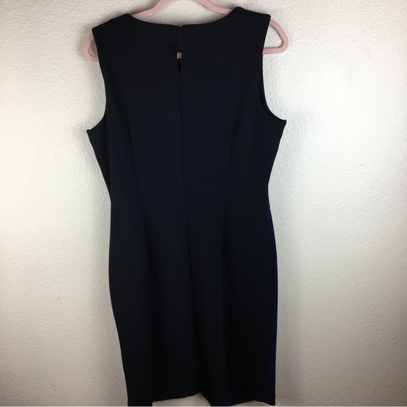 Venus Women's Navy Blue Black Asymmetrical Zip & Hem Sleeveless Dress Size 14 - Picture 6 of 11